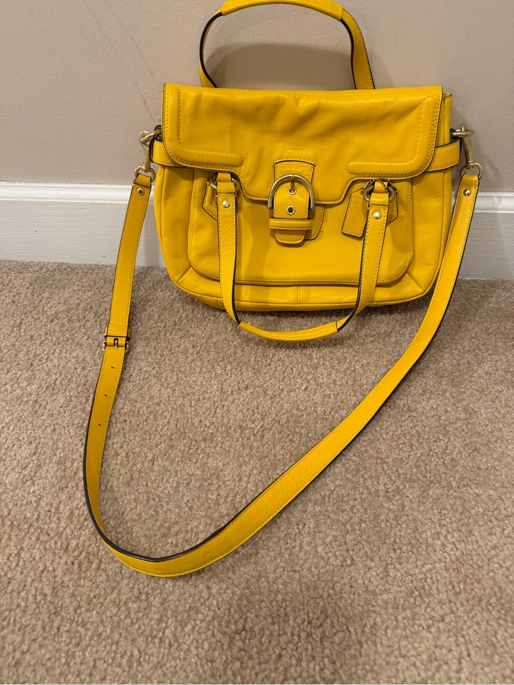 Coach Yellow Leather Satchel Crossbody Bag F27123